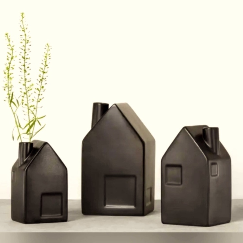 New! Set of 3 Hearth & Hand by Magnolia ceramic house bud vases